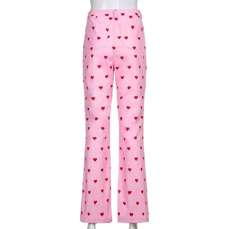 Henny Heart Print High Waist Pants - Pants - Mermaid Way