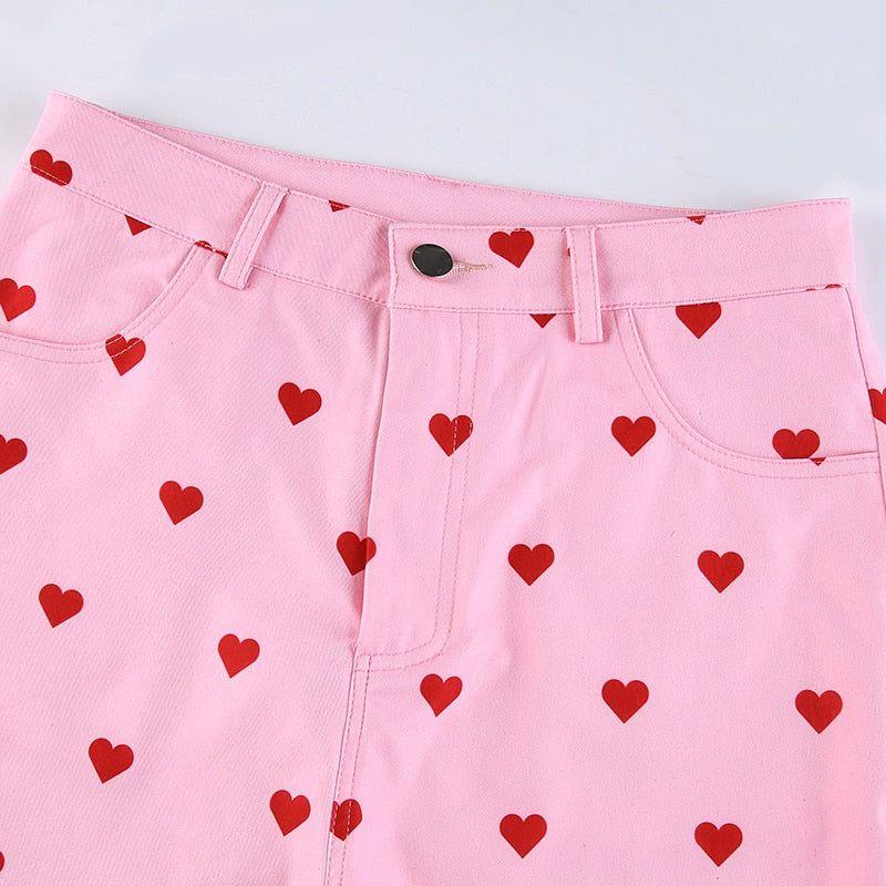 Henny Heart Print High Waist Pants - Pants - Mermaid Way