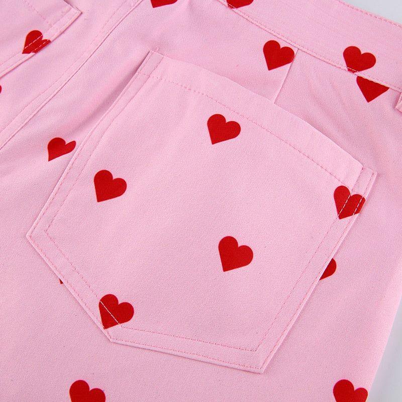 Henny Heart Print High Waist Pants - Pants - Mermaid Way