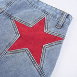 Hylda Star Patchwork High Waisted Jeans - Pants - Mermaid Way