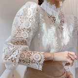 Blooms Love Lace Long Sleeve Blouse - Shirts & Tops - Mermaid Way