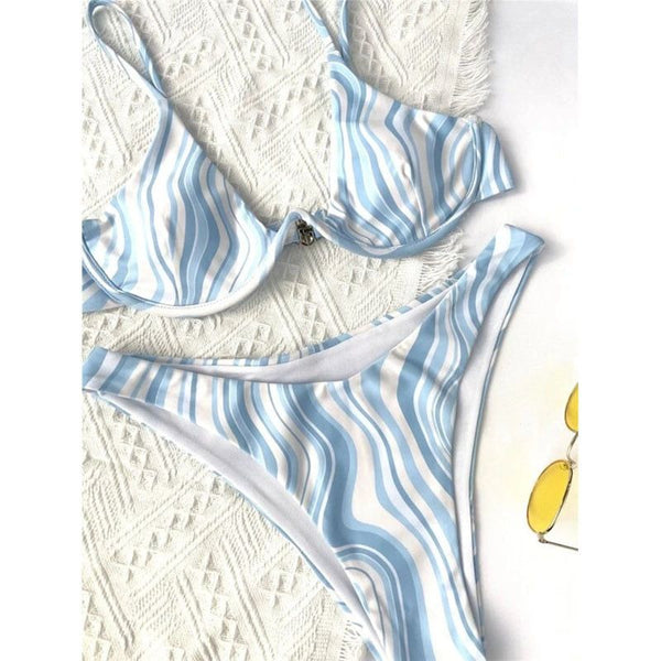 Linde Wave Print Underwire Bikini - Swimwear - Mermaid Way