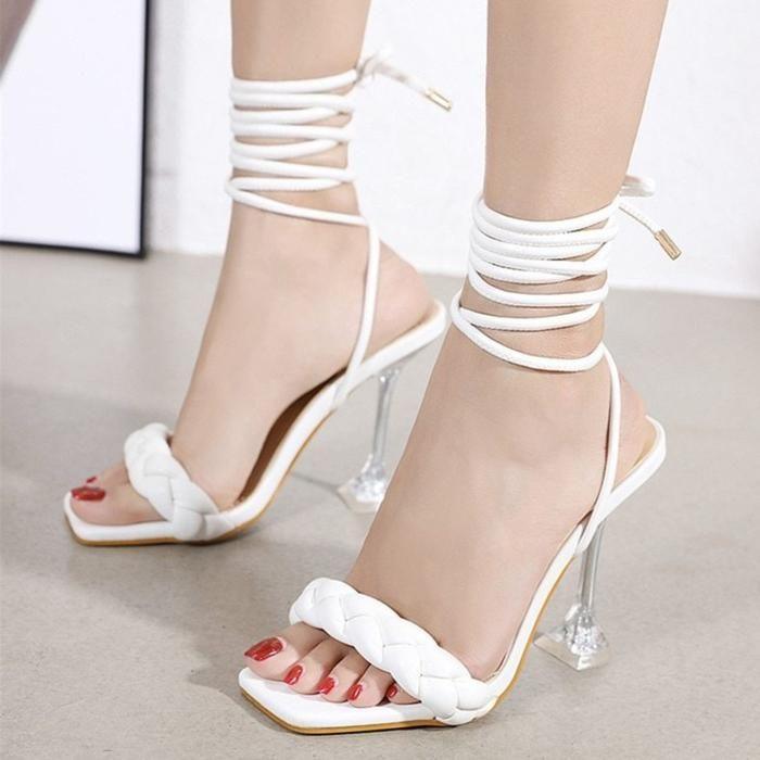 Splash Lace Up Transparent High Heels - Shoes - Mermaid Way