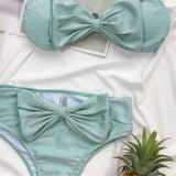 Luna Glitter Bowknot Decor Strapless Bikini Set - Swimwear - Mermaid Way