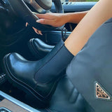 Paulina Chunky Flat Mid-Calf Boots - Shoes - Mermaid Way