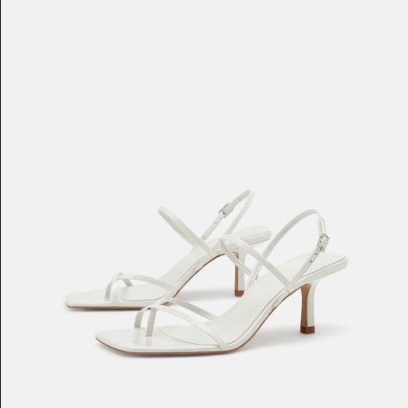 Ricmod Strappy Mid-Heel Faux Leather Sandals - White / 5 - Mermaid Way