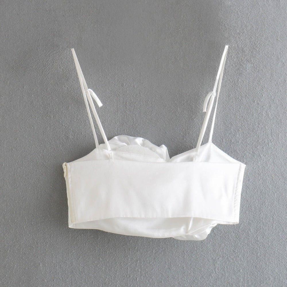 Rosebud Satin Crop Top - White / S - Mermaid Way