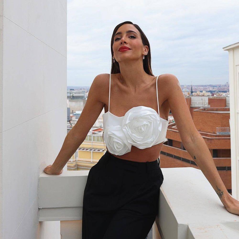 Rosebud Satin Crop Top - White / S - Mermaid Way