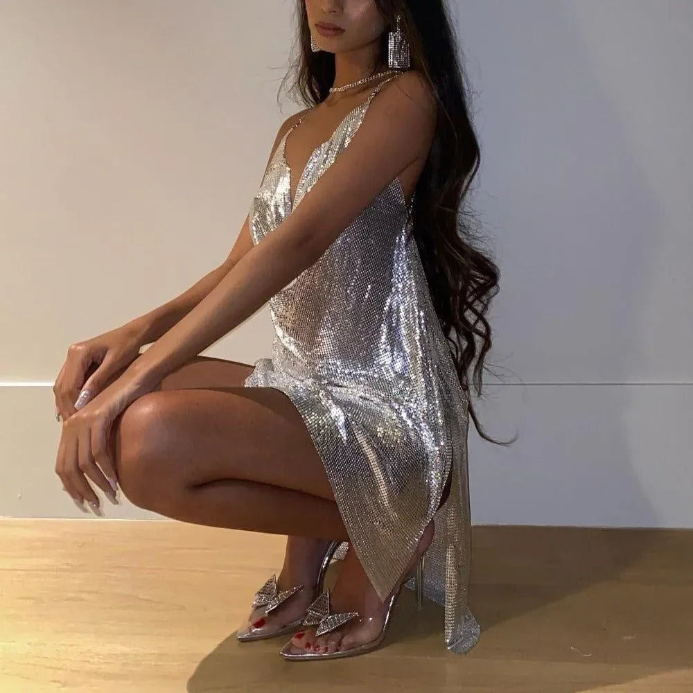 Ocane Vtements - Backless Sexy Sequin Mini Dress Small Ocane Vtements - Backless Sexy Sequin Mini Dress Small