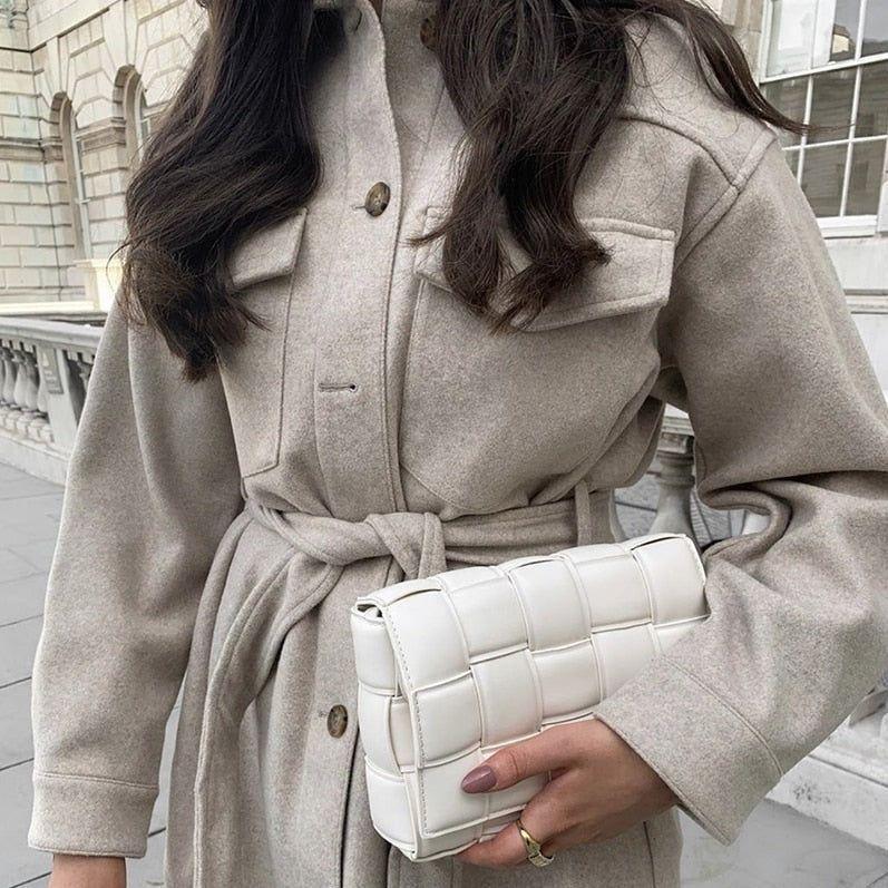 Shadya Belted Wool Shirt Coat - Beige / XS - Mermaid Way