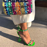 Showing Up Pyramid Heels Studded Sandals - Shoes - Mermaid Way