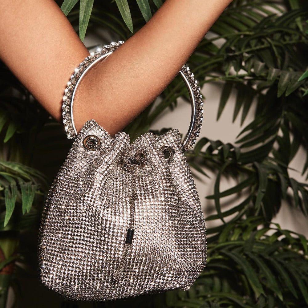 Splendor Crystal Handle Tassel Diamond Bag - Silver - Mermaid Way