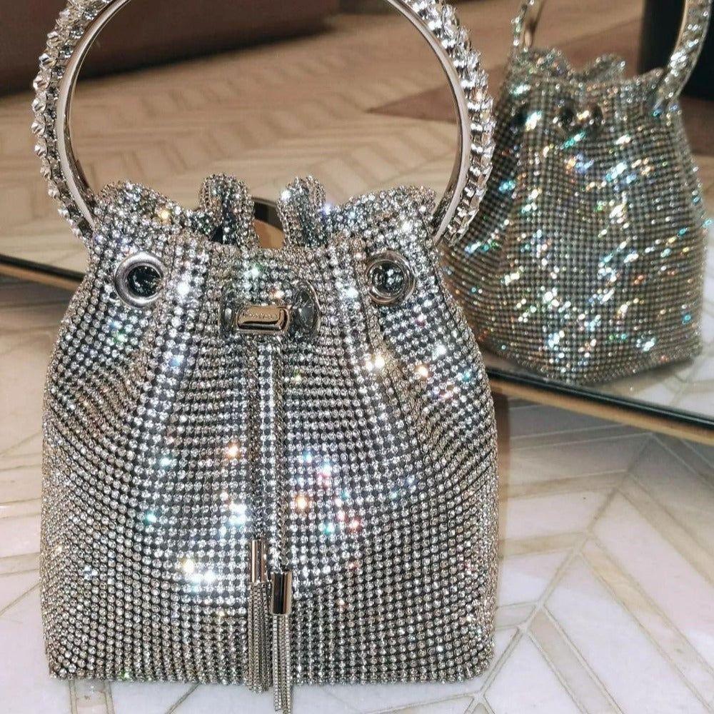 Splendor Crystal Handle Tassel Diamond Bag - Silver - Mermaid Way