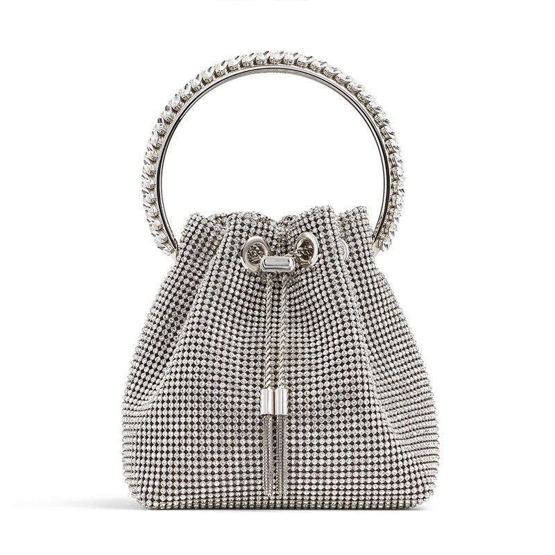 Splendor Crystal Handle Tassel Diamond Bag - Silver - Mermaid Way