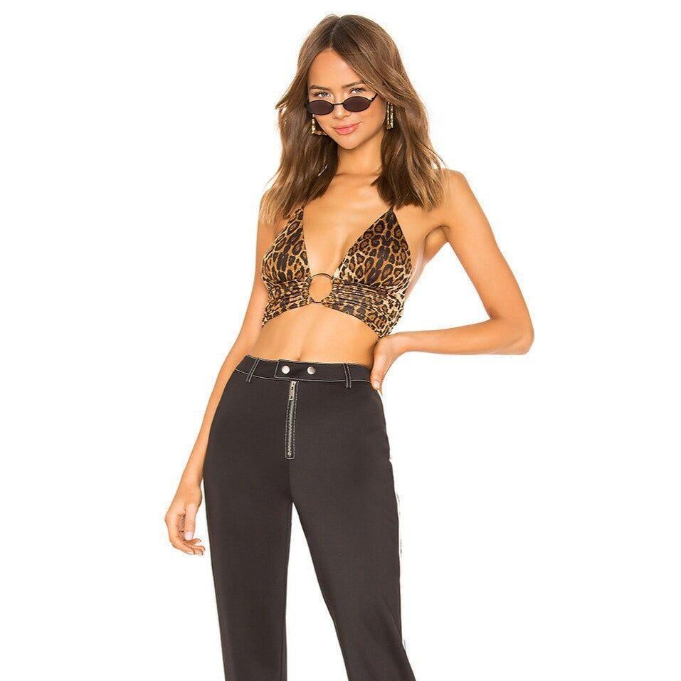 Take Me To Rio Ring Halter Crop Top - Leopard / S - Mermaid Way