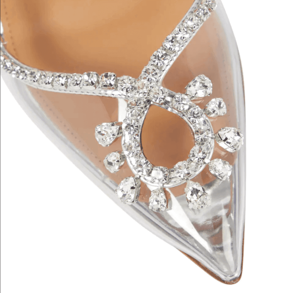 The Vogue Shiny Crystal Pointed Toe Heels - Silver / 5 - Mermaid Way