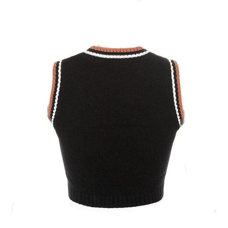 Theda Argyle Plaid Knitted Crop Vest - Light Green / S - Mermaid Way