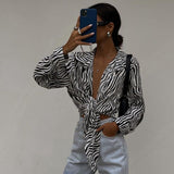 Jennica Zebra Pattern Long Sleeve Shirt - Shirts & Tops - Mermaid Way