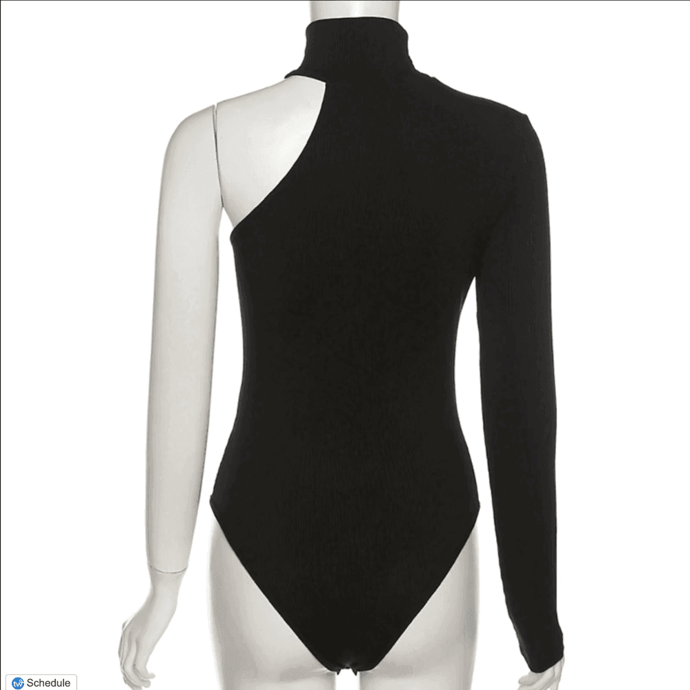 Vittorio Knitted Turtleneck One-Shoulder Bodysuit - Black / S - Mermaid Way