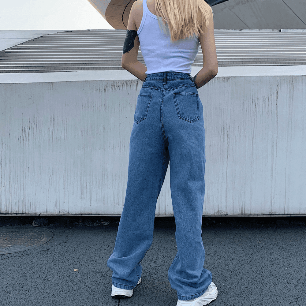 Waleria High Waist Baggy Jeans - Denim / S - Mermaid Way