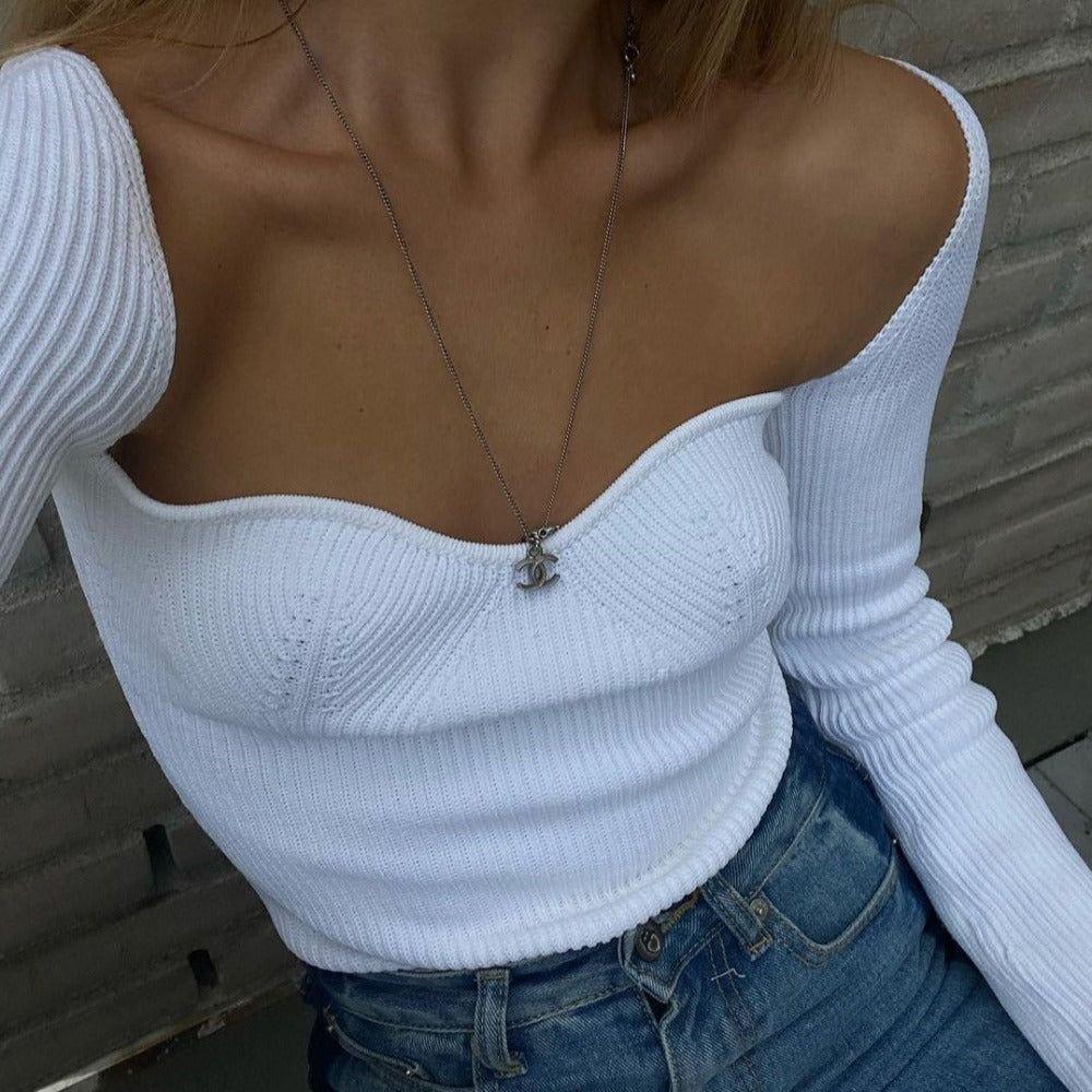 Wibke Knitted Long Sleeve Top - White / S - Mermaid Way